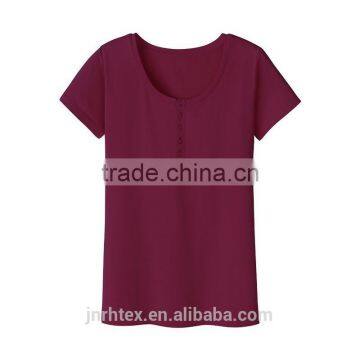 Plain no Brand Short Sleeve Cotton T-shirt With Fastener for Girls photo-3
