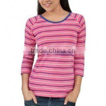 LADIES STRIPED LONG SLEEVE T SHIRT