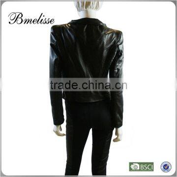 2014-2015 2014 New Fashion Black Women pu Leather Jackets for Lady photo-3