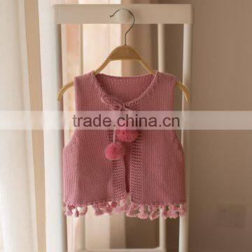 S32899W New Children Knitting Sleeveless Sweater Princess Kids Fashion Tassel Solid Vest