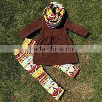 FALL OUTFITS persnickety girls 3 pieces sets girls Christmas pant sets girls boutique clothes kids brown top sets