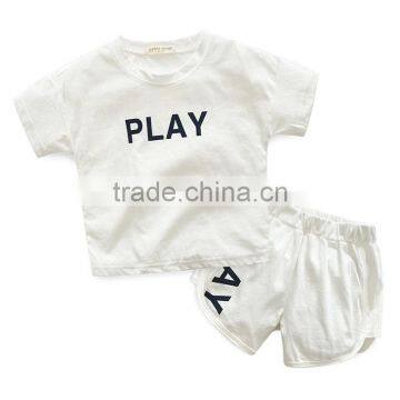 Wholesales Summer Cotton Short Sleeve Kids t Shirt With Pants Set photo-5