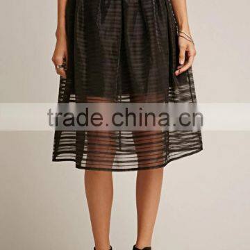 2017 Guangzhou Shandao Summer Oem Service New Design Fashion Black Net Women A-line Midi Skirt photo-4