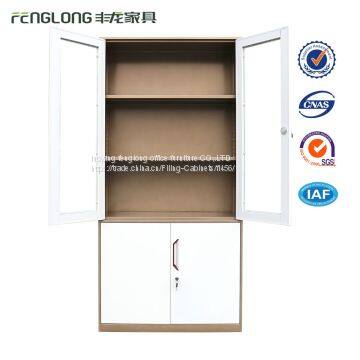 4 Door Metal Storage Cabinet Glass Filing Cabinet High White for Sale photo-3