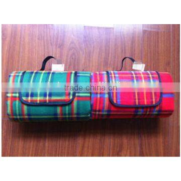 Polyester Easy Portable Various Strip Print Polar Fleece Picnic Blanket