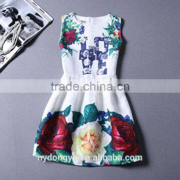 Multi Color Girl Flower Printed Princess Holiday Dress/ Girl Sleeveless Knee Length Princess Dress/new Design Girl Printed Dress photo-6