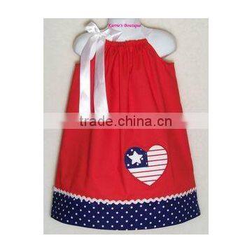 2016 new arrival summer baby dress pillowcase July 4th dress patriotic children frocks designs girls dress