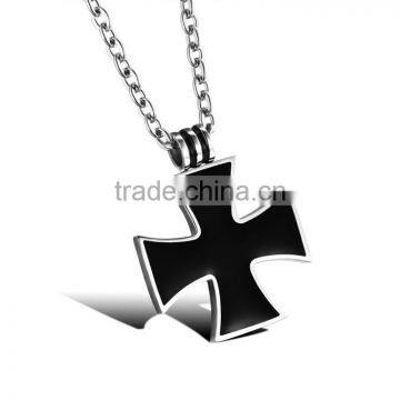 Men's Stainless Steel Black Cross Pendant Necklace Punk Biker