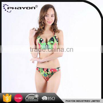 < OEM>shining printed bikini breathable health beachwear bikini top swimwear