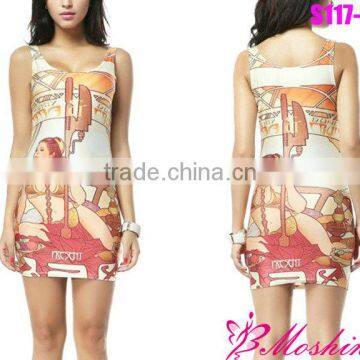 Beauty Girls Black Milk Dress Digital Printing Sale Package Hip Vest Dress