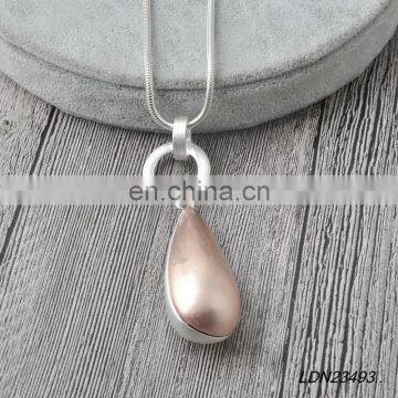Mixed Color Metal Necklace Teardrop Pendant photo-3