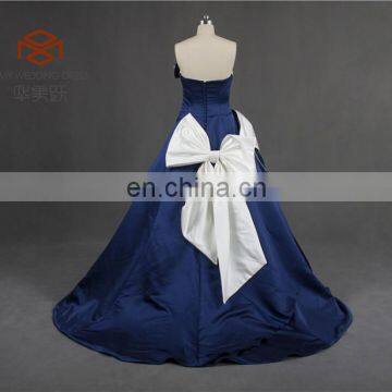 OEM Service Off Shoulder Low Back Ruffle Ball Gown Prom Dress With Bow photo-6