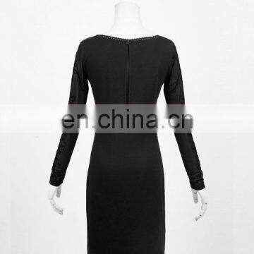 Punk Rave Gothic Fetish Black Slim Dress With Mesh Sleeves Q-215 photo-3