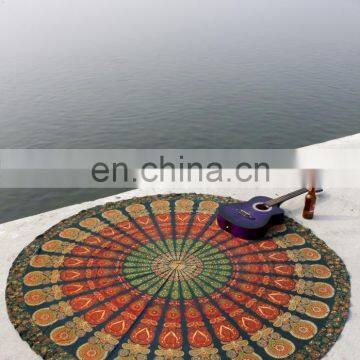 Indian Round Mandala Hippie Roundie Green yoga Mat Beach Throw Ethnic Boho Bohemian