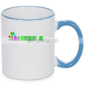 11oz Rim Color Handle Mug Blue