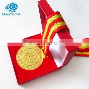 Wholesale cheap custom gold plated sports medals China police star military medal with ribbon
