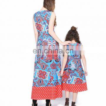 2019 Summer The Parent-child Attire Floral Print Sleeveless Long Dress With Splicing Bottom (this Link for Girls,1-12years) photo-4
