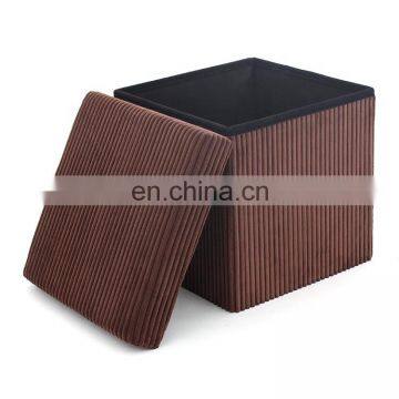 RTS Modern Furniture Corduroy Foldable Storage Ottoman Folding Stool