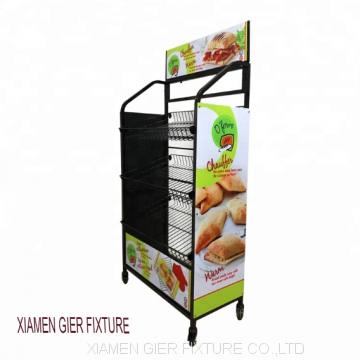 Metal Mesh Basket Shelf Bakery Removable Tiered Bread Wire Display Rack photo-3