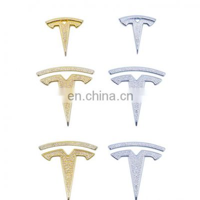 Car Sticker Badge Decals For Tesla Model 3/S Rear Trunk Emblem Car Crystal Diamond Decal Decorative Accessories