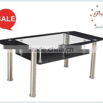 Modern Aluminum Leg, Tempered Glass Top Coffee Table for Living Room PCT14125