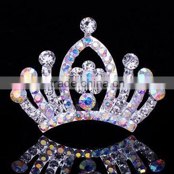 Fashion crystal Rhinestone baby kids princess Birthday party girl women hair comb gift tiara crown FZZ-260 size 7*4.5