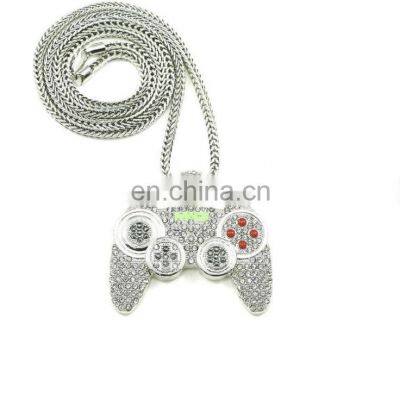 Hiphop Jewelry High Quaity Game Console Handle Necklace Pendant Gold Chain Crystal Brass Necklace Charms For Children Boys Gifts