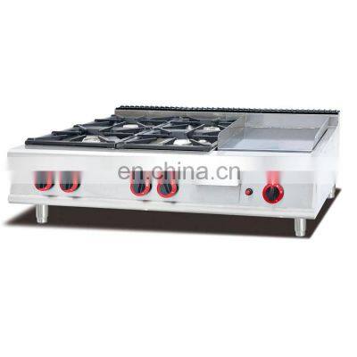 Commercial Table Top Gas Cooking Range with 4 Burners & Griddle