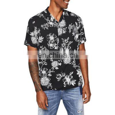 Factory Wholesale Custom Made Notched Floral Print Button Up Shirt Men