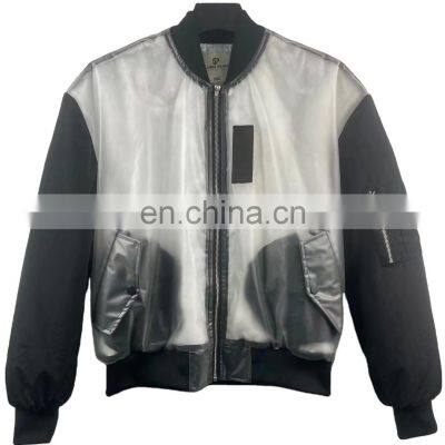 Factory Outlet 2021 Christmas Customized Orange Nylon Transparent Tpu Fabric Jacket Waterproof Bomber Jacket