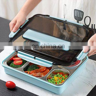 Portable Stainless Steel Double 5 Compartment Customised Air Tight Food Office Cordless Lunch Box photo-4