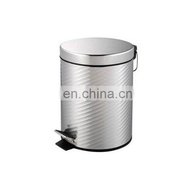 Bathroom Special Embossed Body Dustbin Stainless Steel Trash Can Thin Cover Mirror Satin Trash Bin photo-2