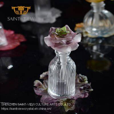 NEW ARRIVAL Handmade Design Crystal Purple Flower Shape 100ml Perfume Bottle photo-4