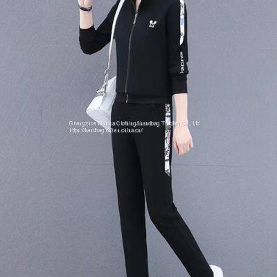Sports Suit Women's Spring And Autumn Women's Casual Suit Stand-Up Collar Sweater Women's Running Two-Piece Set photo-2