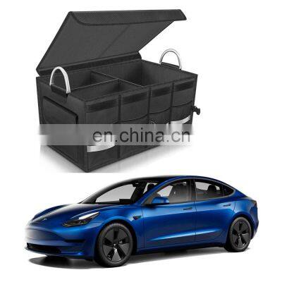 Waterproof Collapsible Durable Multi Compartments with Foldable Cover Cargo Organizer Trunk Storage for Tesla Model 3/Y/S/X