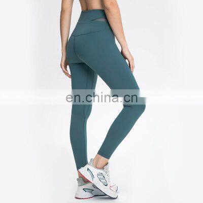 New Arrivals High Waisted Workout Gym Fitness Yoga Leggings Pants with Pockets Cross Waist and Spliced Mesh Design for Women