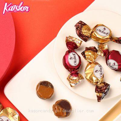 High quality chocolate filled semi-soft toffee candy