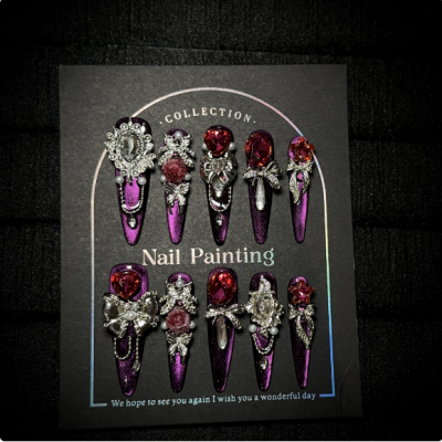 Pink French 3D Design Press-on Nails Full Coverage Glossy for Daily Wear photo-3