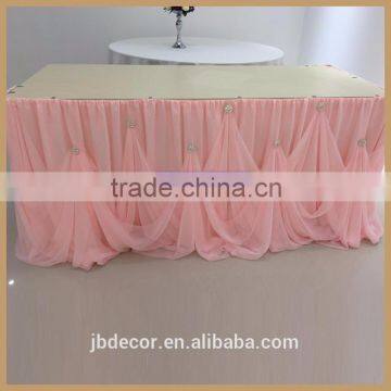 TC106D light pink blush chiffon cinderalla table skirting for weeding