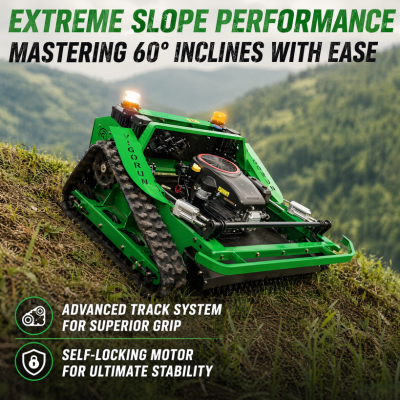 Vigorun Industrial Grade Petrol Lawn Mower & Trimmer 452cc Steel Chasis Self Propelled Rotary Blade Remote Control Distance 200m