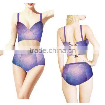 Hot Summer Beach Girl Underwear Swimwear, Seaside Print Colorful Women Bikini, Sexy Back Strape Swimsuit photo-5