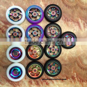 Brand New Rainbow Scooter Wheels with Oil Slicks Metal Core 110 mm                        
                                                Quality Choice
