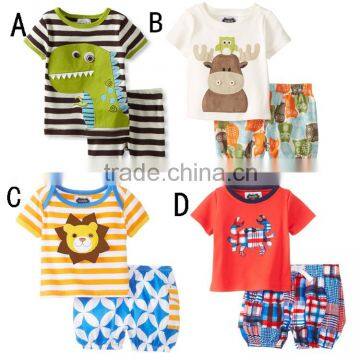 Brand Children Clothing Wholesale H319 Summer New Style Child Boys Cartoon Animals Baby Clothes