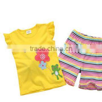2016 hot selling baby girl boutique short sleeve sweet childrens girls fashion clothing sets