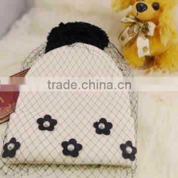 Charm Lovely Flower Sewed Lace Cover Tied Fashion Women Winter Hat photo-4
