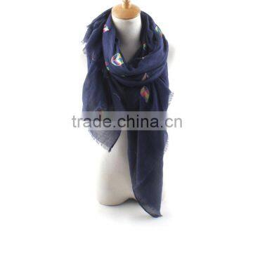 2016 Spring Newest Colorful Leaf Hand Embroidery Designs Cotton Scarves photo-6