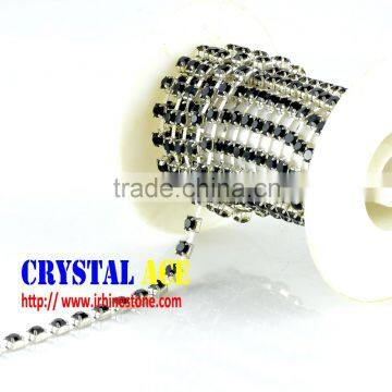 Silver plated Grade A Garment Decorative Wide Trimming Brass Crystal Rhinestone Cup chain Strass Chains