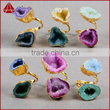 New Fashion Agate Druzy Geodel Ring With Natural Gemstone for Women Girl Jewellery photo-6