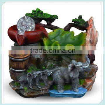 Indoor tabletop water fountain with Jungle elephants with Led Light