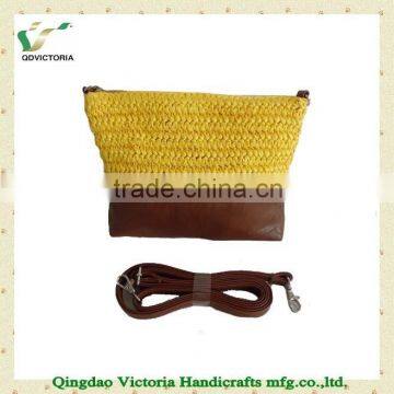 paper straw woven with PU shoulder bags